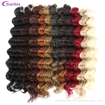 Hot Selling Goddess Ocean Wave Fashion Curly Crochet Hair Braids Natural Deep Loose Wave Synthetic Braiding Hair Extensions Girl